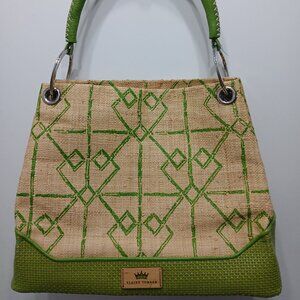 Elaine Turner Rattan & Leather Satchel